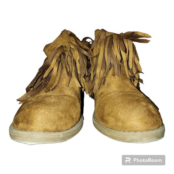 Soda fringe bootie women's size 6 comfy heel boots ankle boots caramel stylish - Picture 11 of 13